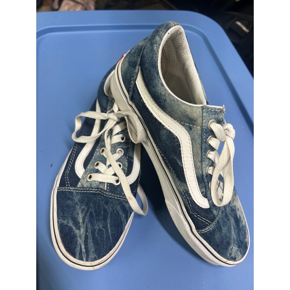 Vans Old Skool Acid Wash Denim Blue White Skate Shoes 500714 Men 6 Women 7.5
